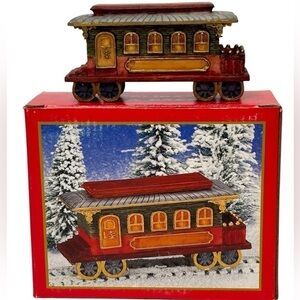 World Bazaars Train Rail Car Resin Brown/Red/Green/Gold EUC